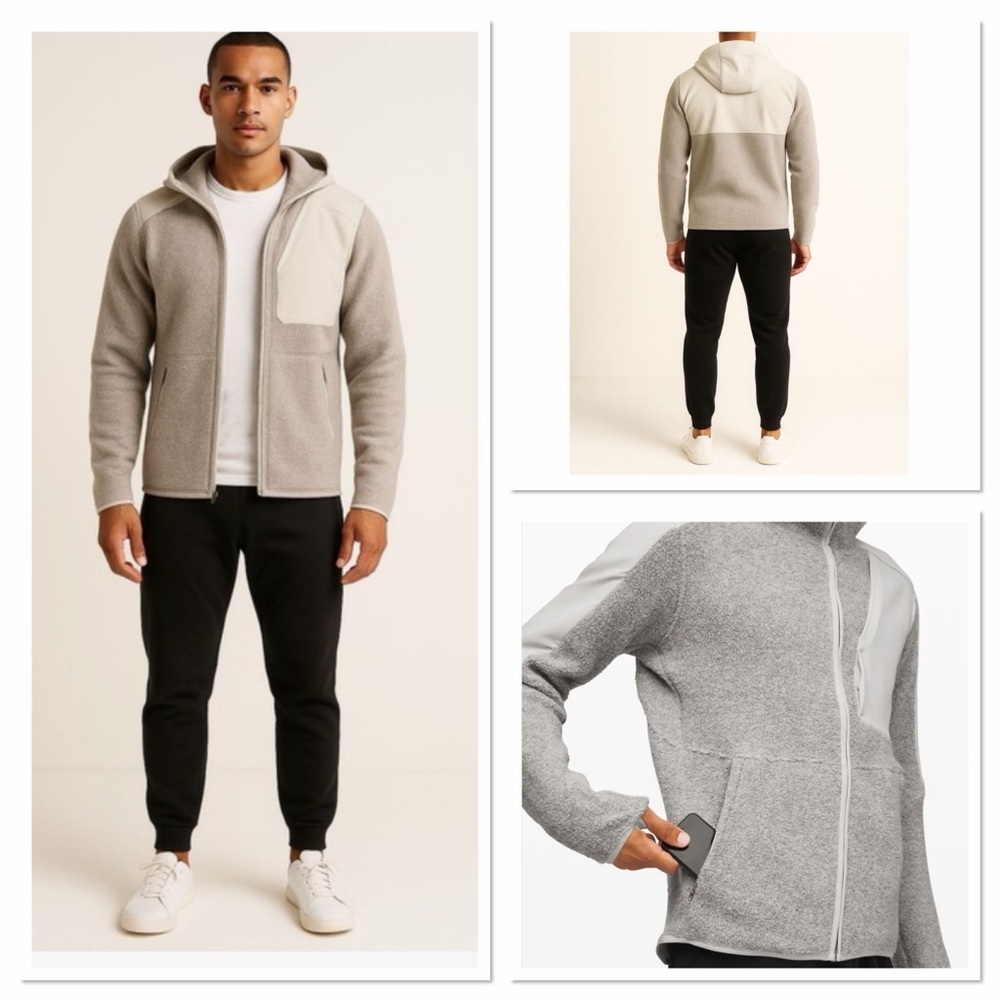 lululemon athletica Tundra Trek Two-Tone Gray Fleece Sweater Jacket